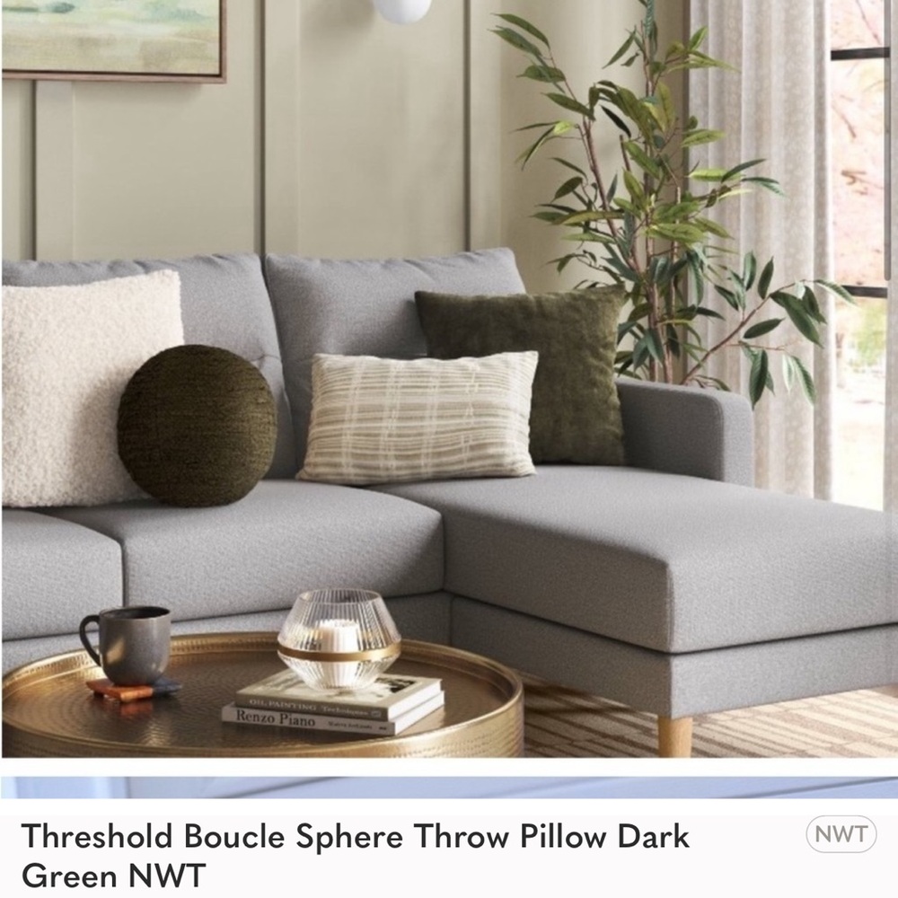 NWT! Threshold sphere green  and white pillows